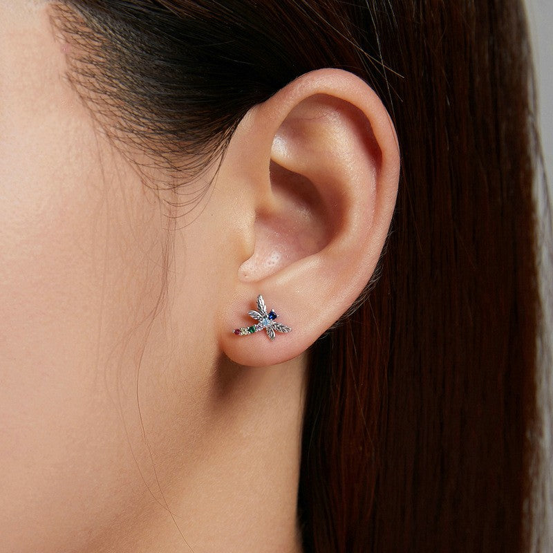 Colorful Dragonfly Insect Stud Earrings Exquisite – Surprise Gifts — 1