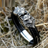 Vintage Stainless Steel Double Wolf Head Bracelet – Jewelry Gift Ideas — 4