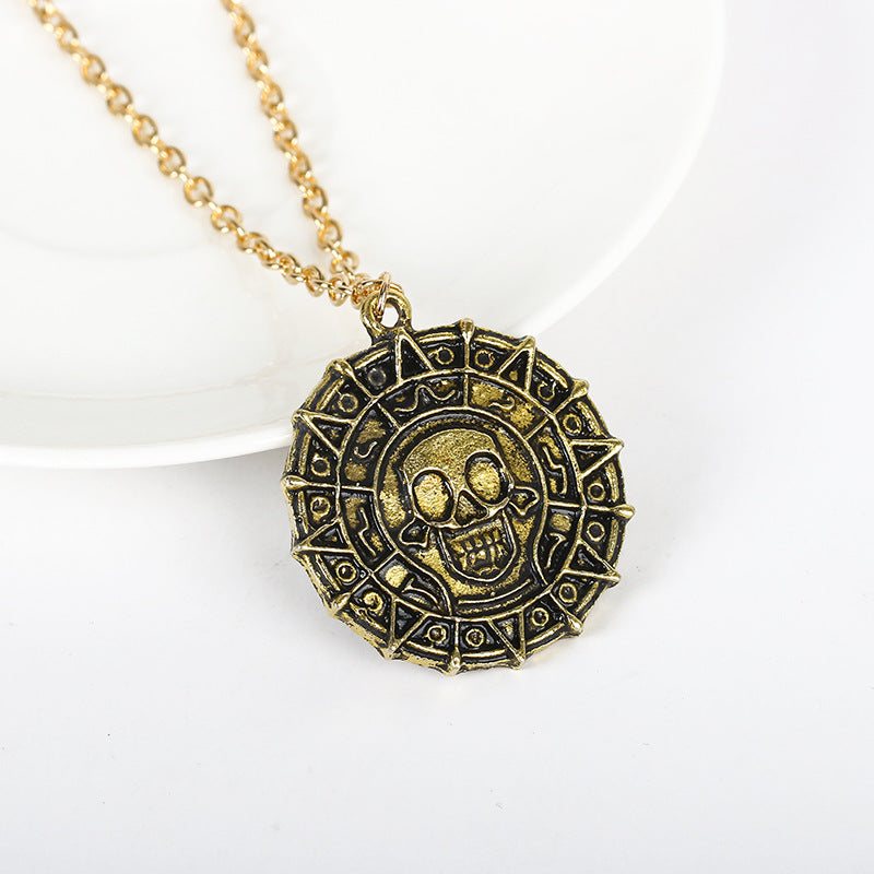 Gold Coin Chain Men's Skull Necklace Pendant – Jewelry Gift Ideas — 1