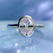 Oval White Diamond Ice Flower Cut Wedding Ring – Gifts for Her — 4