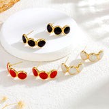 Stainless Steel Cast Round Colored Glaze Dripping Stud – Stylish Gifts — 8