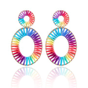 Large Oval Heart Raffia Dangle Earrings For Women Boho – Gifts for Her — 8