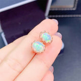 Fashion Natural Opal Stud Earrings S925 Silver – Stylish Gifts — 3
