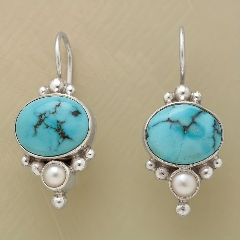 Vintage Round Turquoise Pendant Earrings – Jewelry Gift Ideas — 1