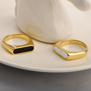 Vintage White Fritillary Titanium Ring Geometric – Small Gift Ideas — 1