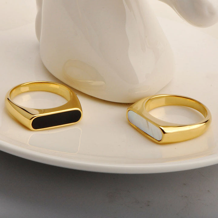 Vintage White Fritillary Titanium Ring Geometric – Small Gift Ideas — 1