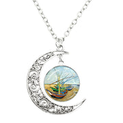 Van Gogh Starry Night Painting Moon Necklace – Jewelry Gift Ideas — 4