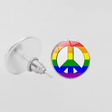 LGBT Pride Round Glass Stud Earrings Gay Lesbian – Stylish Gifts — 14