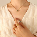 Titanium Steel Emerald Zircon Necklace Earrings – Jewelry Gift Ideas — 3