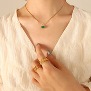 Titanium Steel Emerald Zircon Necklace Earrings – Jewelry Gift Ideas — 3