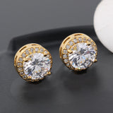 Round Sapphire Blue Red Stud Earrings AAA Zircon – Jewelry Gift Ideas — 11