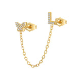 Women's Zircon Butterfly Alphabet One Piece Stud – Gifts for Her — 15