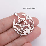 Vintage Stainless Steel Triple Moon Pentagram – Jewelry Gift Ideas — 3