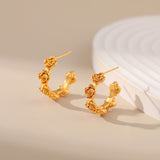 Rose Carved Retro Textured Earrings – Surprise Gifts — 3