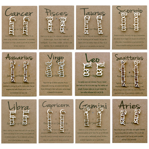 12 Constellation Old English Letter Stud Earrings – Gifts for Her — 1