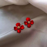 Red Petals Elegant High Sense New Year Earrings – Holiday Gift Ideas — 6