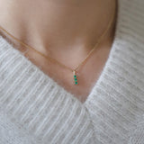 Three Emerald Zircon Necklace With A Single – Jewelry Gift Ideas — 2