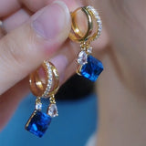 Blue Cube Sugar Crystal Earrings Temperament Ear Clip – Surprise Gifts — 5