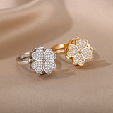 Rotatable Flower Rings With Rhinestones Ins Fashion – Stylish Gifts — 9