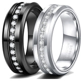 Single Row Diamond-embedded Slope Edge Unisex Silver – Birthday Gifts — 6