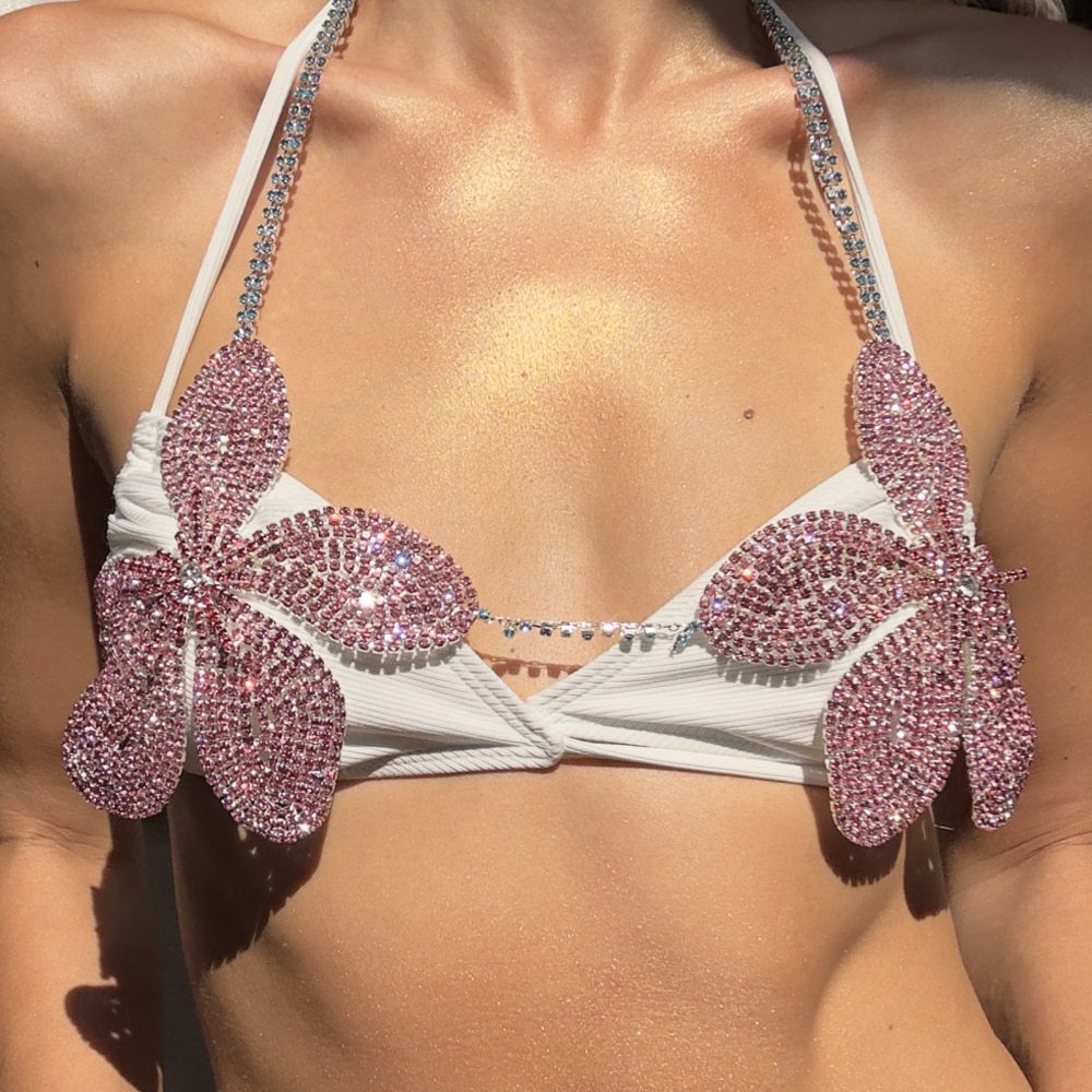 Flower-shaped Rhinestone Chest Necklace Fashion Bikini – Stylish Gifts — 1