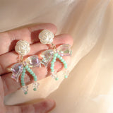 Original Design Camellia Mermaid Shiny Bow Stud – Holiday Gift Ideas — 1