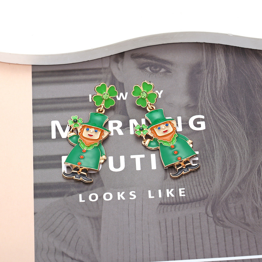Irish Carnival Green Elf Earrings – Unique Gift Ideas — 1