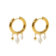 18K Gold Titanium Steel Pearl Earrings – Practical Gifts — 9