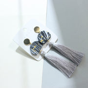 Women's Geometric Clay Black Gold Foil Earrings – Gifts for Her — 7