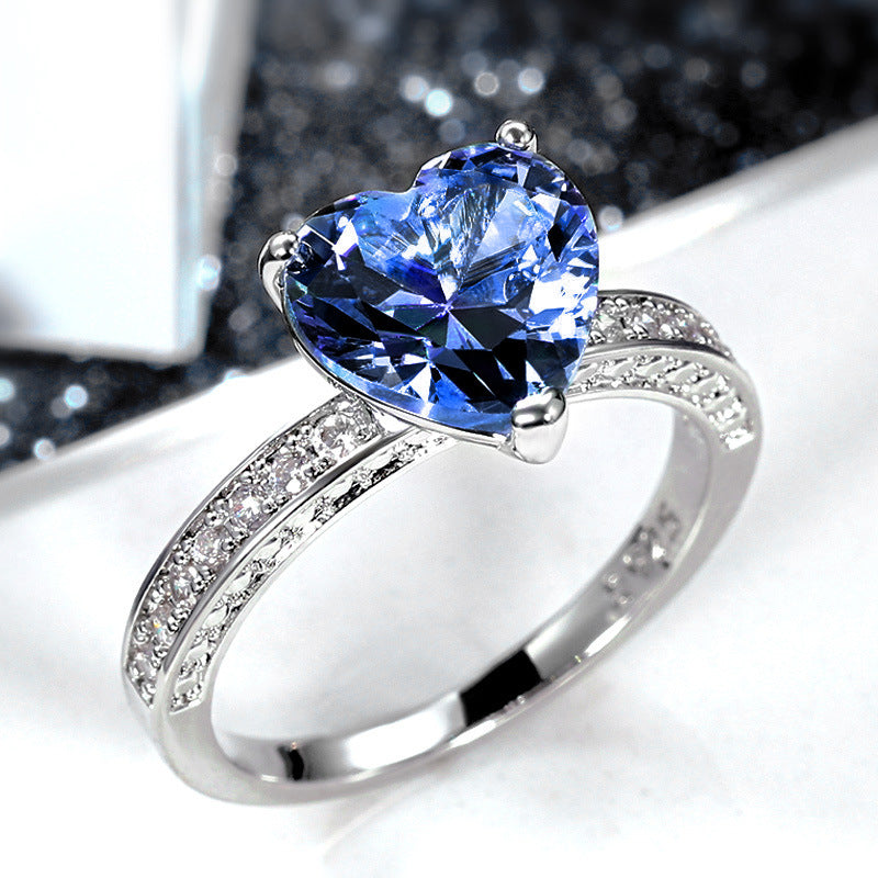 Inlaid AAA Heart-shaped Zircon Ring – Useful Gifts — 1