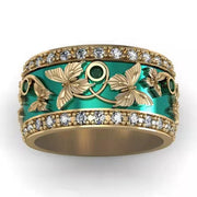 Green Butterfly Inlaid Zircon Women's Ring – Gifts for Her — 1