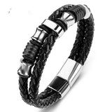 Men's Leather Titanium Steel Punk Bracelet – Jewelry Gift Ideas — 12