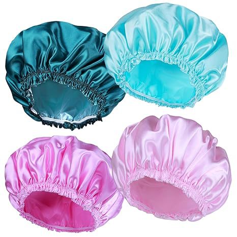 Double-layer Shower Cap Satin Long Hair Shower Cap – Beauty Gifts — 1