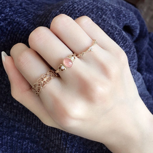 925 Sterling Silver Gilded Hollow Lace Ring – Surprise Gifts — 1