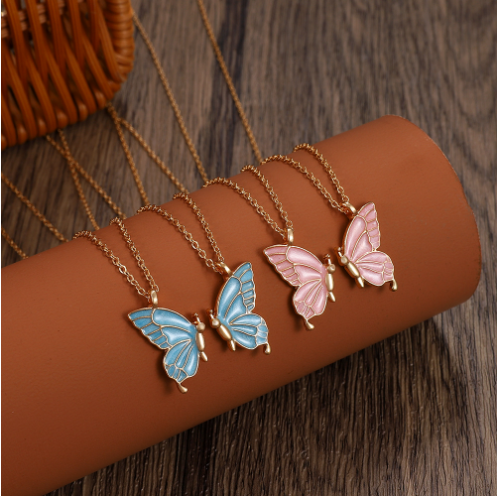 2pcs Oil Drip Butterfly Necklace Ins Creative – Jewelry Gift Ideas — 1