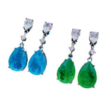 Synthetic Paraiba Silver Stud Earrings Water Drops – Everyday Gifts — 3
