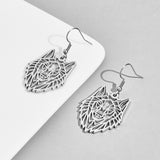 Hollow Wolf Head Silver Stainless Steel Dangle – Gifts for Her — 4