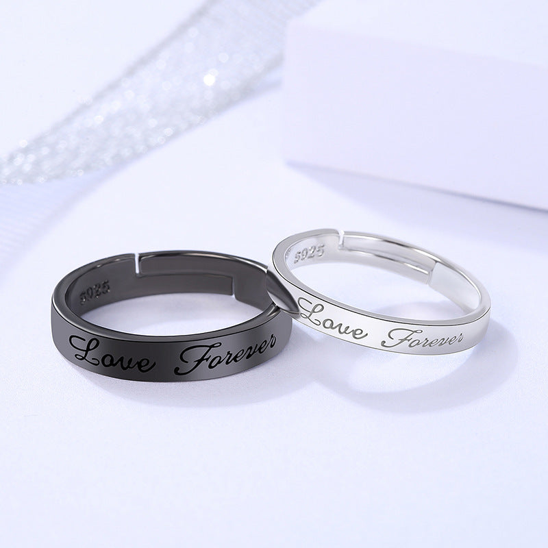 Black And White Heartbeat Couple Ring Niche Design – Gifts for Couples — 1