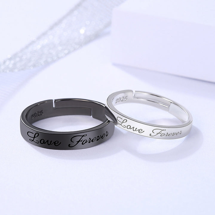 Black And White Heartbeat Couple Ring Niche Design – Gifts for Couples — 1