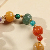 Natural Gold Filigree Jade Pumpkin Beads Bracelet – Jewelry Gift Ideas — 4