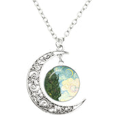 Van Gogh Starry Night Painting Moon Necklace – Jewelry Gift Ideas — 6