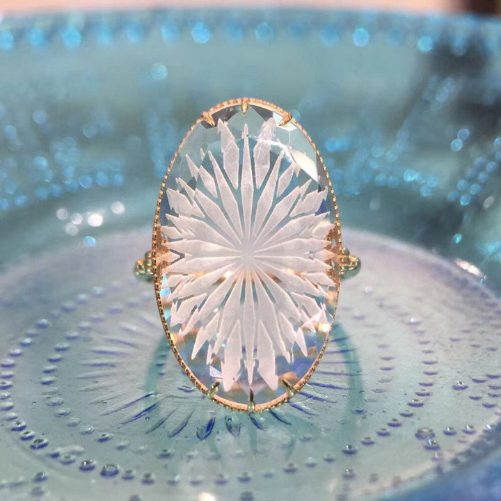 Summer Vintage Ice Crystal Floating Flower Ring – Jewelry Gift Ideas — 1