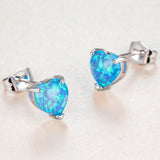Platinum Opal Love Heart Stud Earrings Sweet – Gifts for Couples — 5