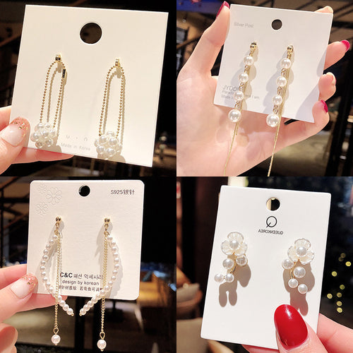 925 Silver Needle Pearl Earrings European – Thoughtful Gifts — 1