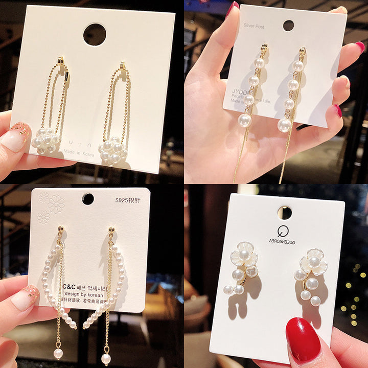 925 Silver Needle Pearl Earrings European – Thoughtful Gifts — 1