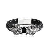 Vintage Stainless Steel Double Wolf Head Bracelet – Jewelry Gift Ideas — 2