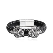 Vintage Stainless Steel Double Wolf Head Bracelet – Jewelry Gift Ideas — 2