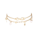 Women's Alloy 8-word Double Circles Star Anklet – Gifts for Her — 3