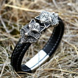 Vintage Stainless Steel Double Wolf Head Bracelet – Jewelry Gift Ideas — 5
