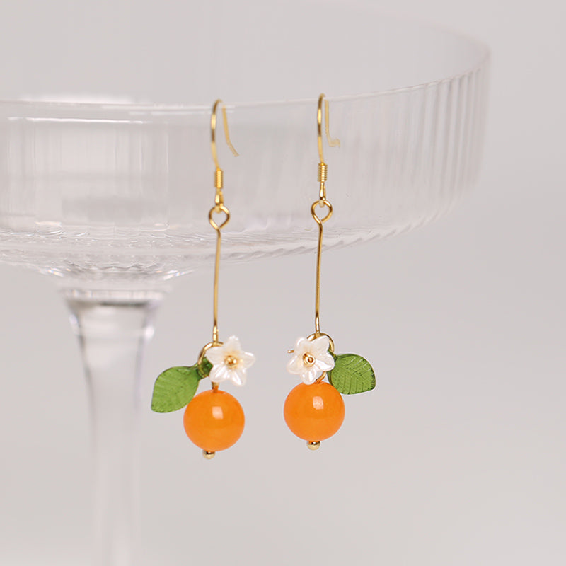 925 Silver Needle Orange Asymmetric Earrings – Stylish Gifts — 1